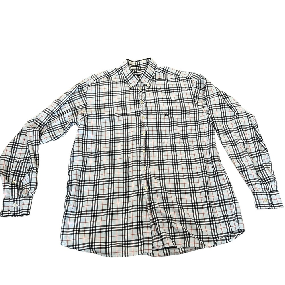 Burberry White and Black Checkered Men's Shirt